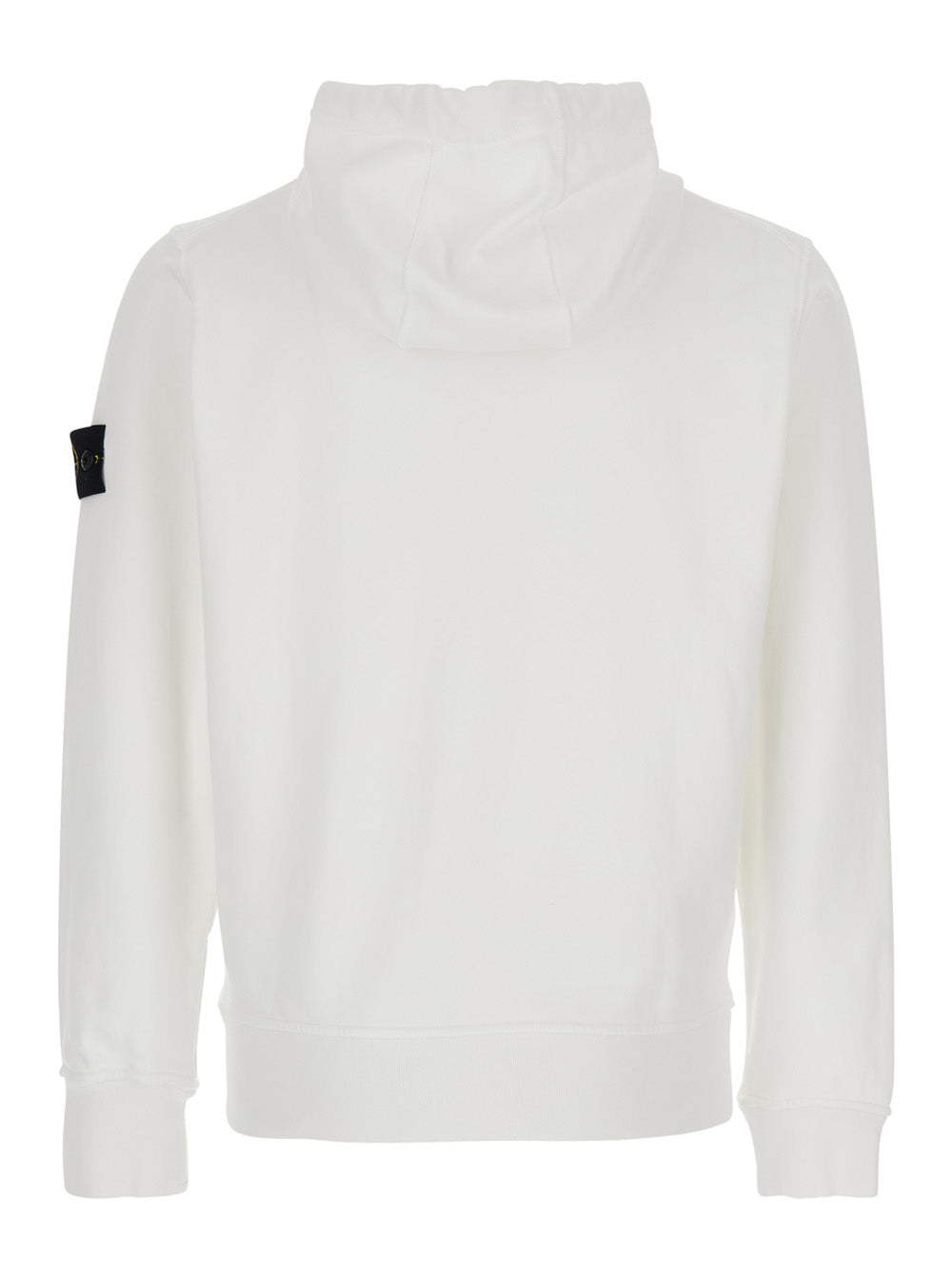 Stone Island Men White Hoodie With Drawstring And Logo Patch On Sleeve In Cotton For Men STONE ISLAND