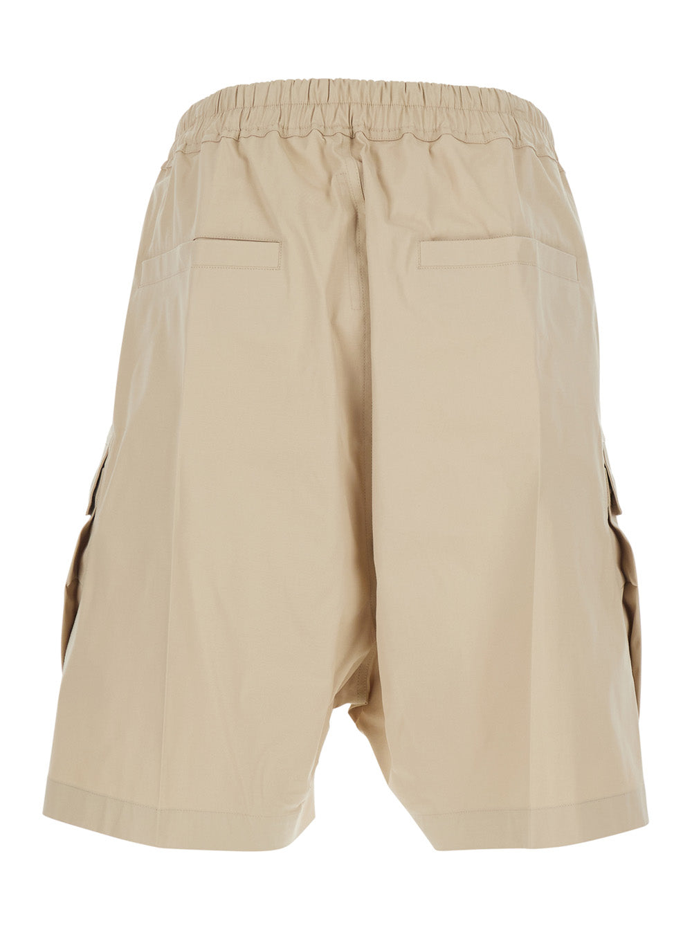 Rick Owens Men Cargobela Shorts With Elasticized Waist And Drawstring And Welt Pockets In Stretch Beige Cotton For Men RICK OWENS
