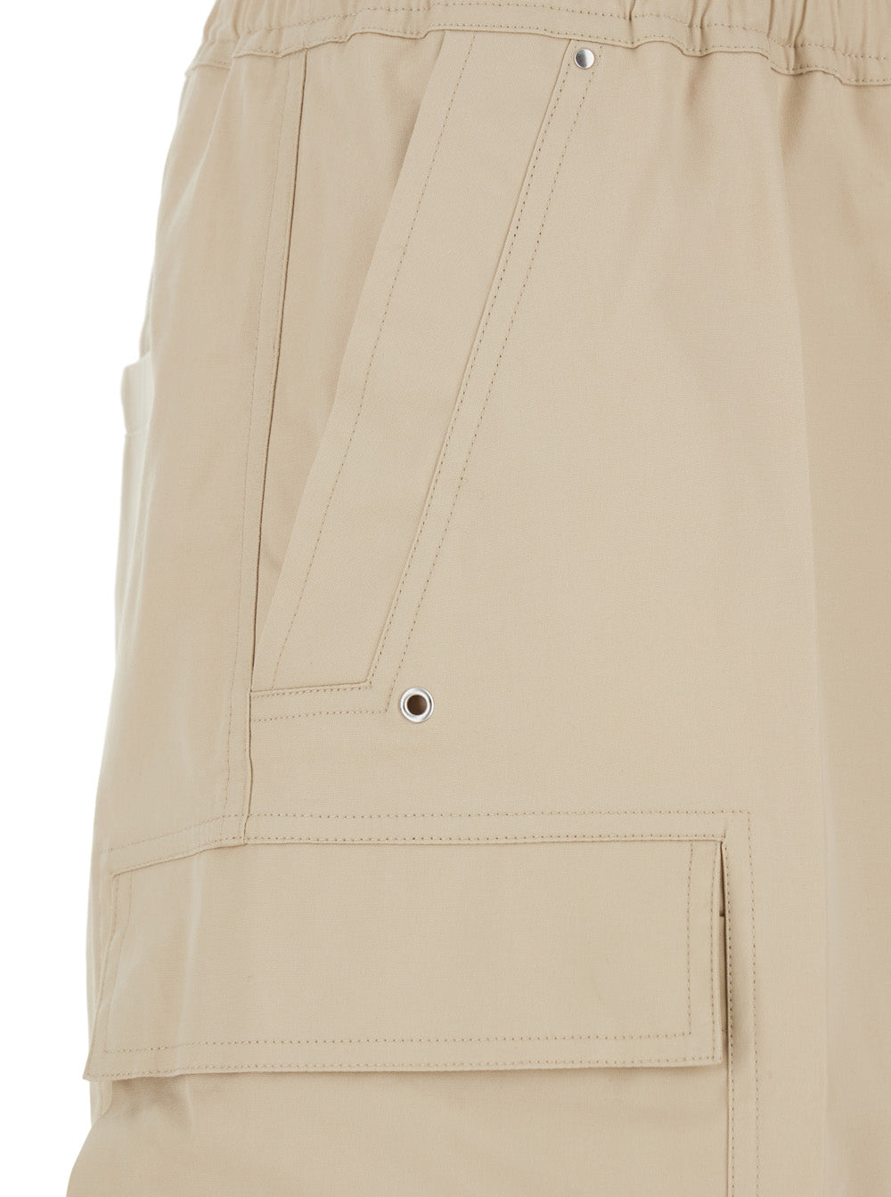 Rick Owens Men Cargobela Shorts With Elasticized Waist And Drawstring And Welt Pockets In Stretch Beige Cotton For Men RICK OWENS