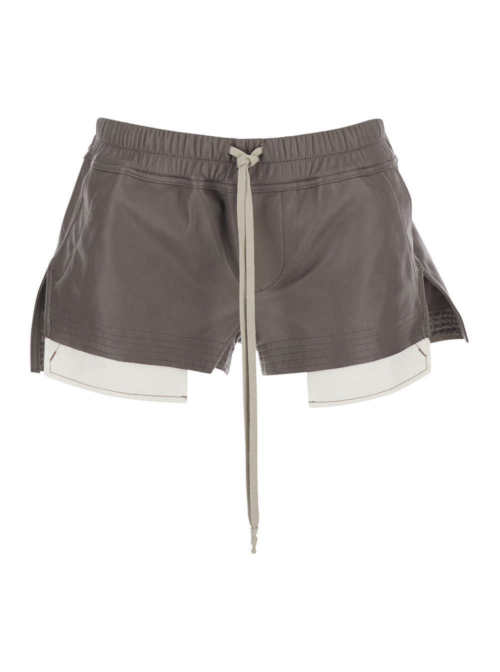 Rick Owens Women Fog Ecoleather Shorts With Front Drawstring And Leather Vents For Women RICK OWENS