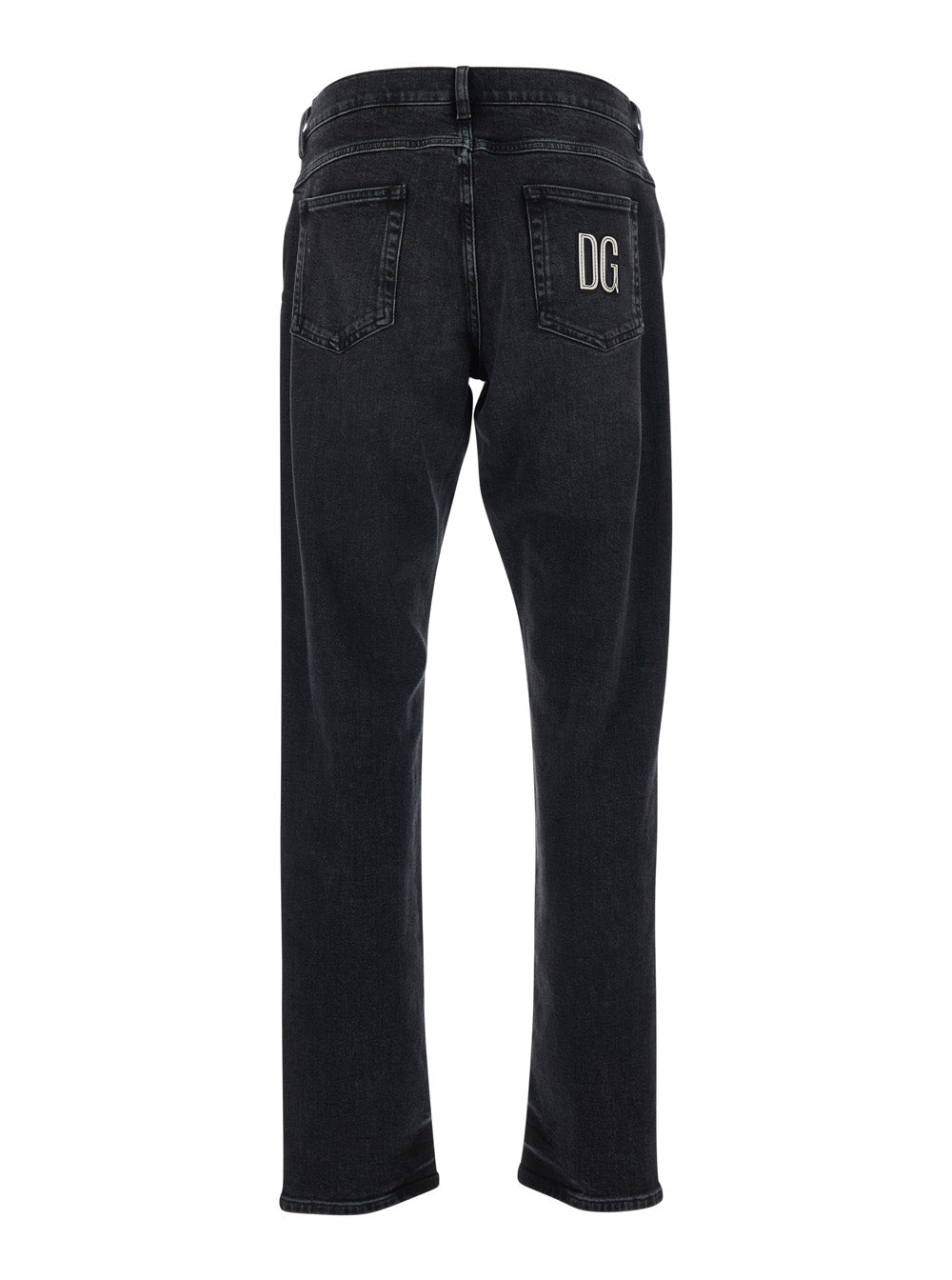 Dolce & Gabbana Men Black Jeans With Belt Loops And Logo Patch On The Back For Men DOLCE & GABBANA