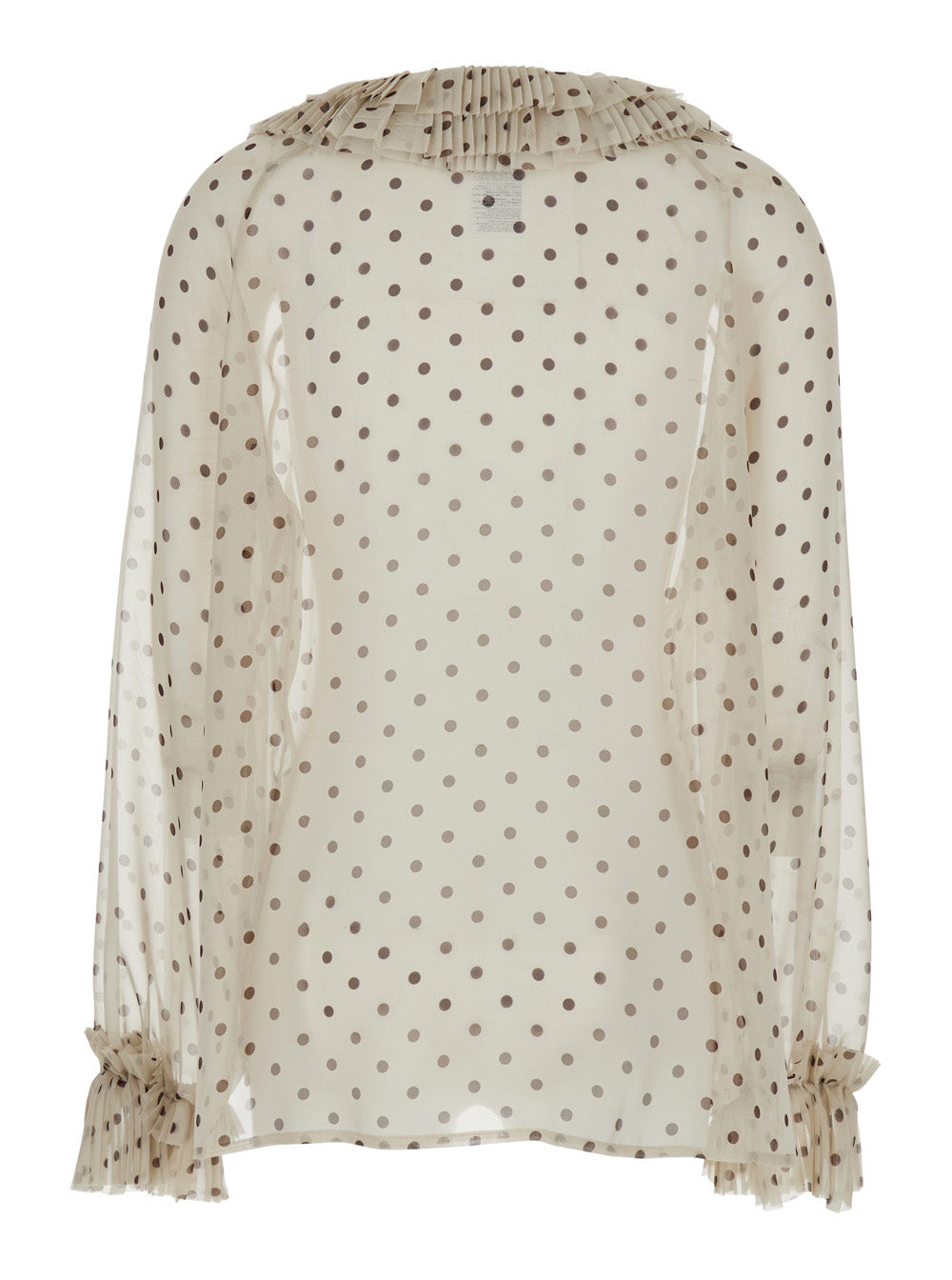 P.A.R.O.S.H. Women Blouse With Ruffles On The Front And All-Over Polka Dot Print In Tech Fabric Beige Women P.A.R.O.S.H.