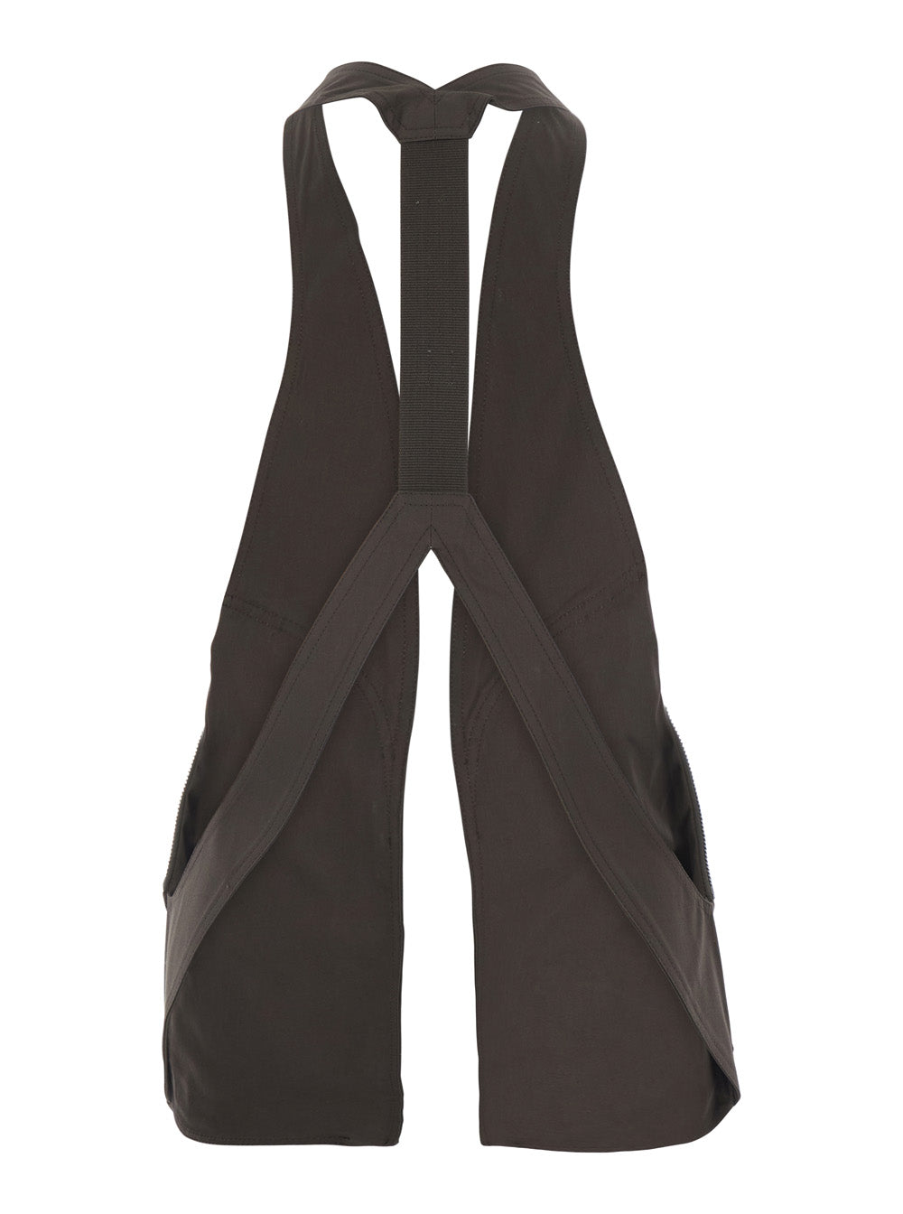 Rick Owens Men Men's Brown 'Bauhaus' Sleeveless Gilet With Two Zip Pockets On The Front In Stretch Cotton RICK OWENS