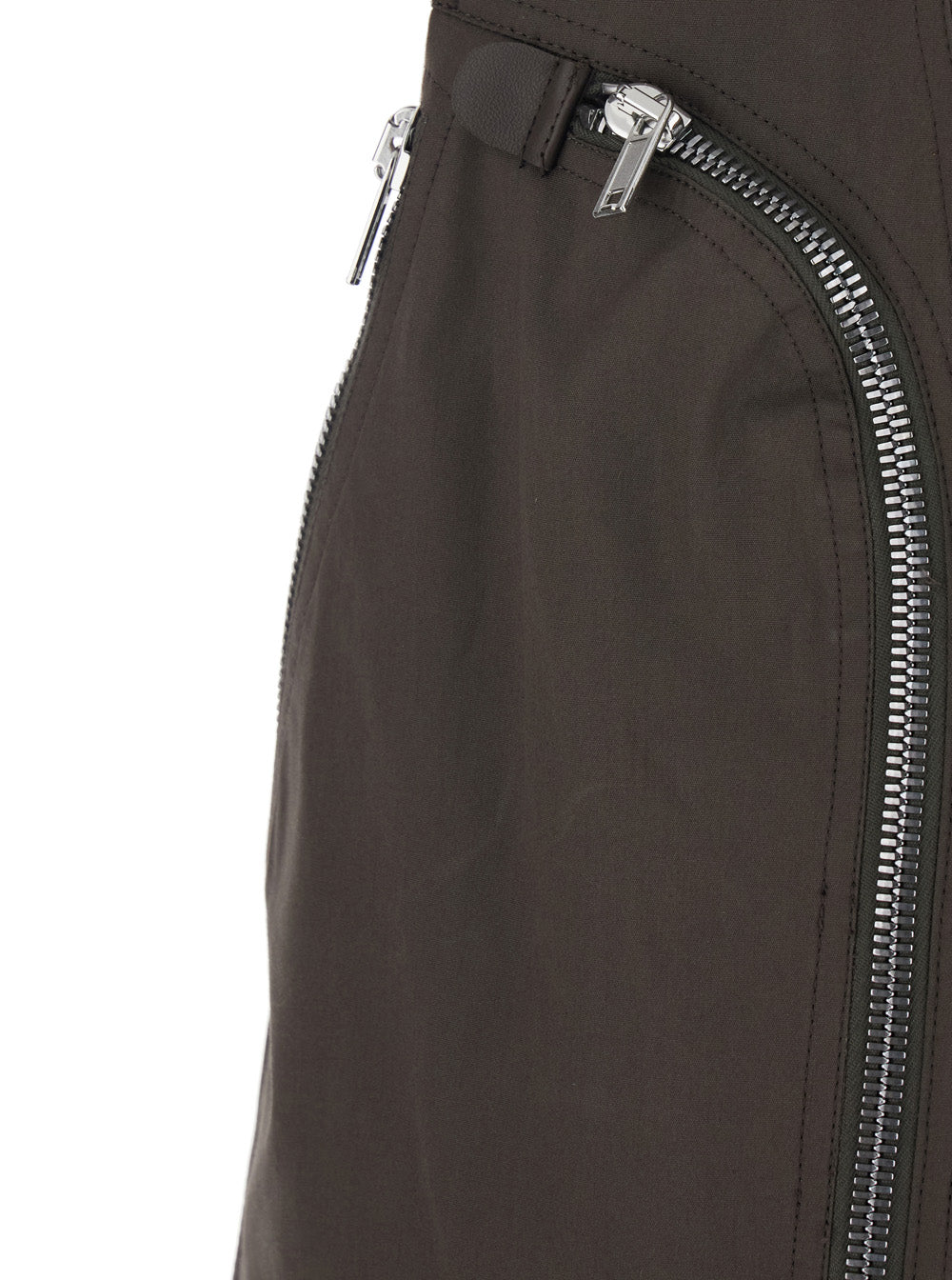 Rick Owens Men Men's Brown 'Bauhaus' Sleeveless Gilet With Two Zip Pockets On The Front In Stretch Cotton RICK OWENS