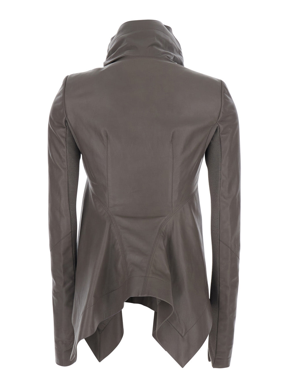 Rick Owens Women Oversized 'Naska' Jacket With High Collar And Front Zip Closure In Grey Leather For Women RICK OWENS