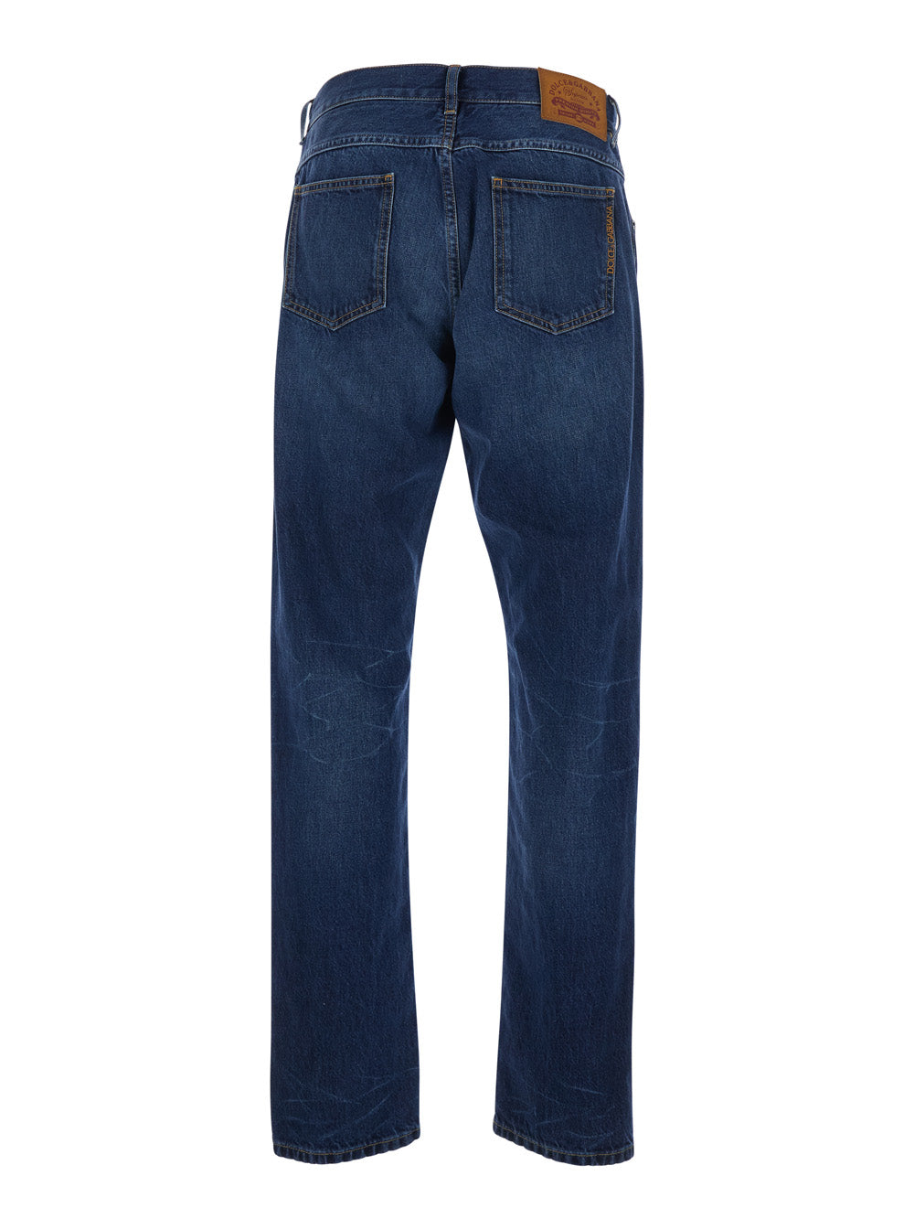 Dolce & Gabbana Men Blue Jeans With Belt Loops And Logo Patch On The Back For Men DOLCE & GABBANA