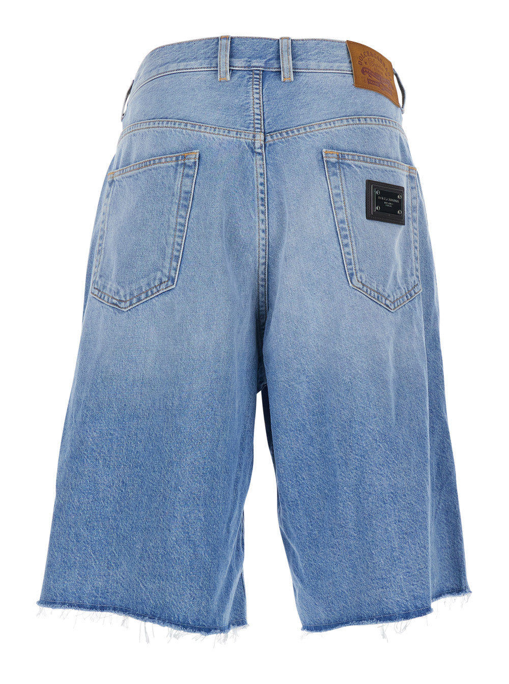 Dolce & Gabbana Men Blue Five-Pocket Bermuda With Metallic Logo Patch On The Back In Denim For Men DOLCE & GABBANA