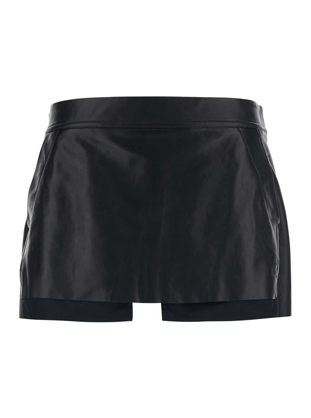 Rick Owens Women Miniskirt 'Fog' With Cut-Out On The Front And Zip Closure On The Back In Black Leather For Women RICK OWENS