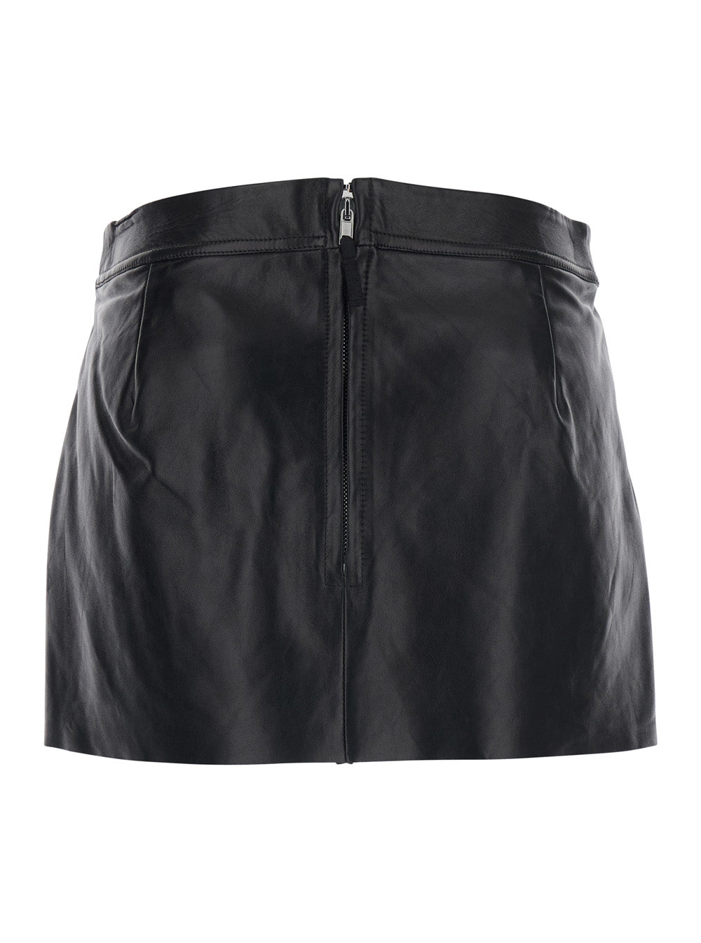 Rick Owens Women Miniskirt 'Fog' With Cut-Out On The Front And Zip Closure On The Back In Black Leather For Women RICK OWENS