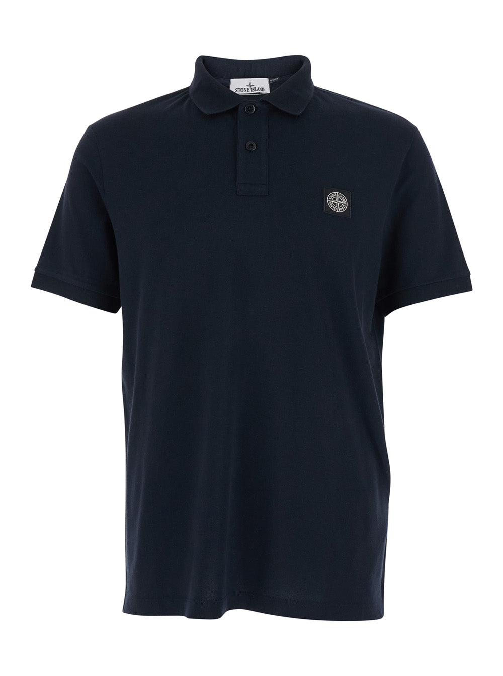 Stone Island Men Blue Polo Shirt With Classic Collar And Logo Patch On The Front In Stretch Cotton For Men STONE ISLAND