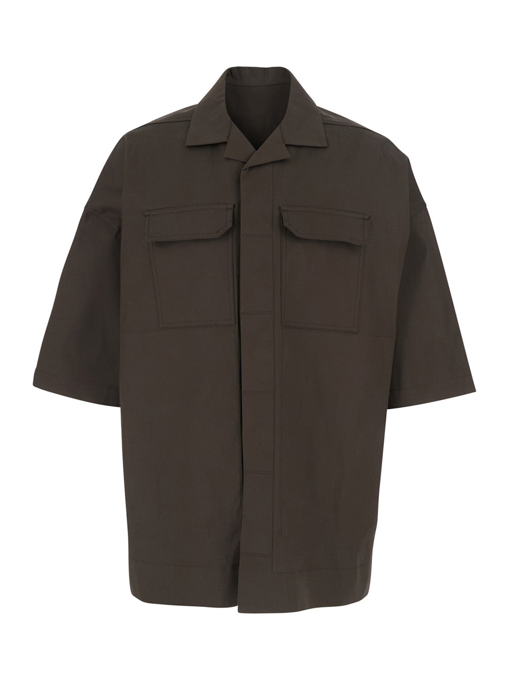 Rick Owens Men Camicia-Magnum Tommy Shirt-Dark Dust RICK OWENS