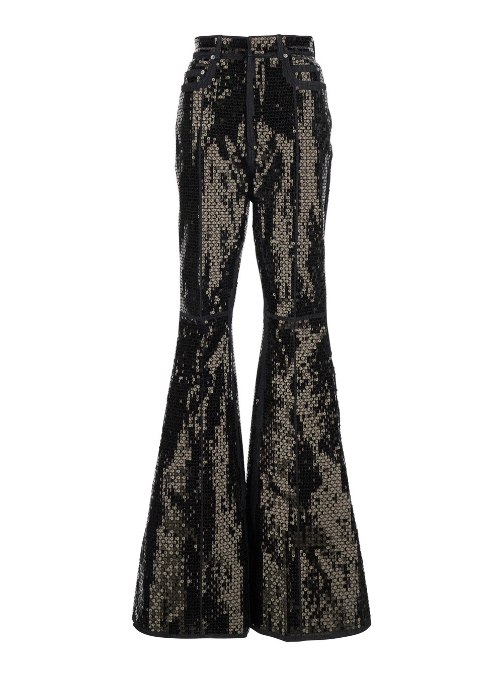 Rick Owens Women Bolan Jeans Flared With Wide Leg And All-Over Sequins In Black Denim Women RICK OWENS