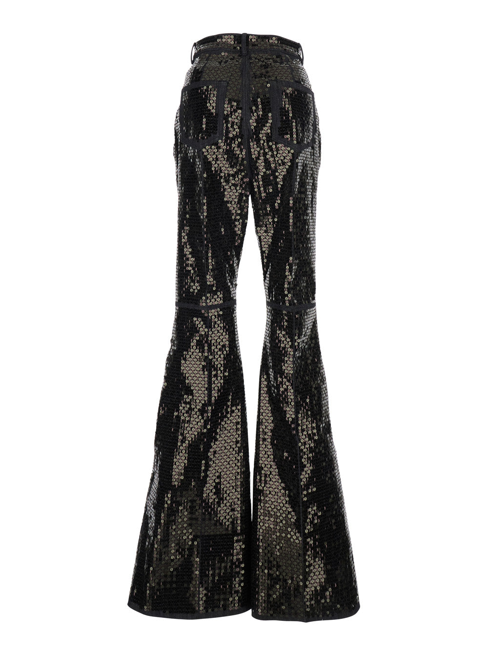 Rick Owens Women Bolan Jeans Flared With Wide Leg And All-Over Sequins In Black Denim Women RICK OWENS