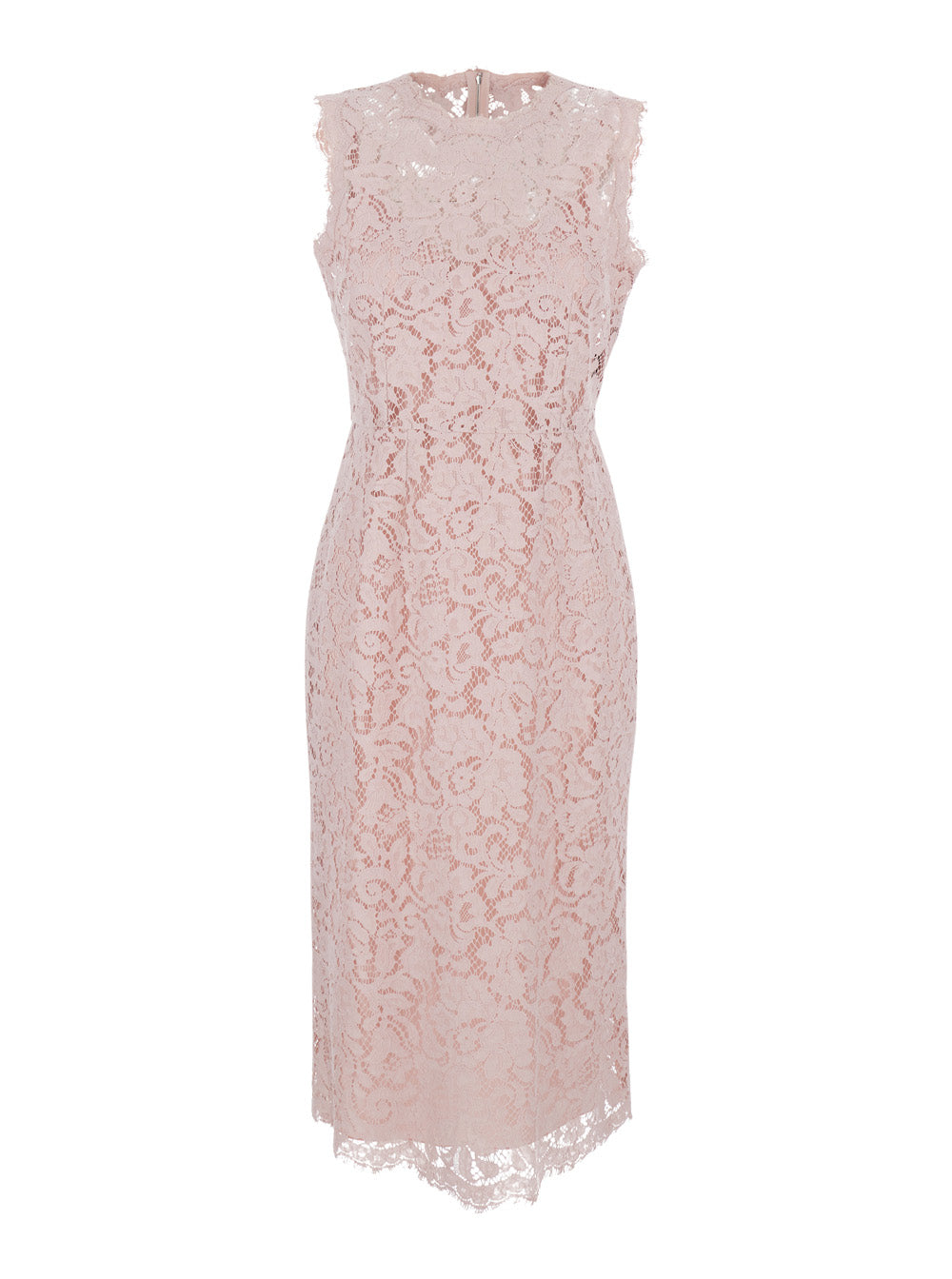 Dolce & Gabbana Women Pink Dress With Lace Design In Mixed Cotton Woman DOLCE & GABBANA