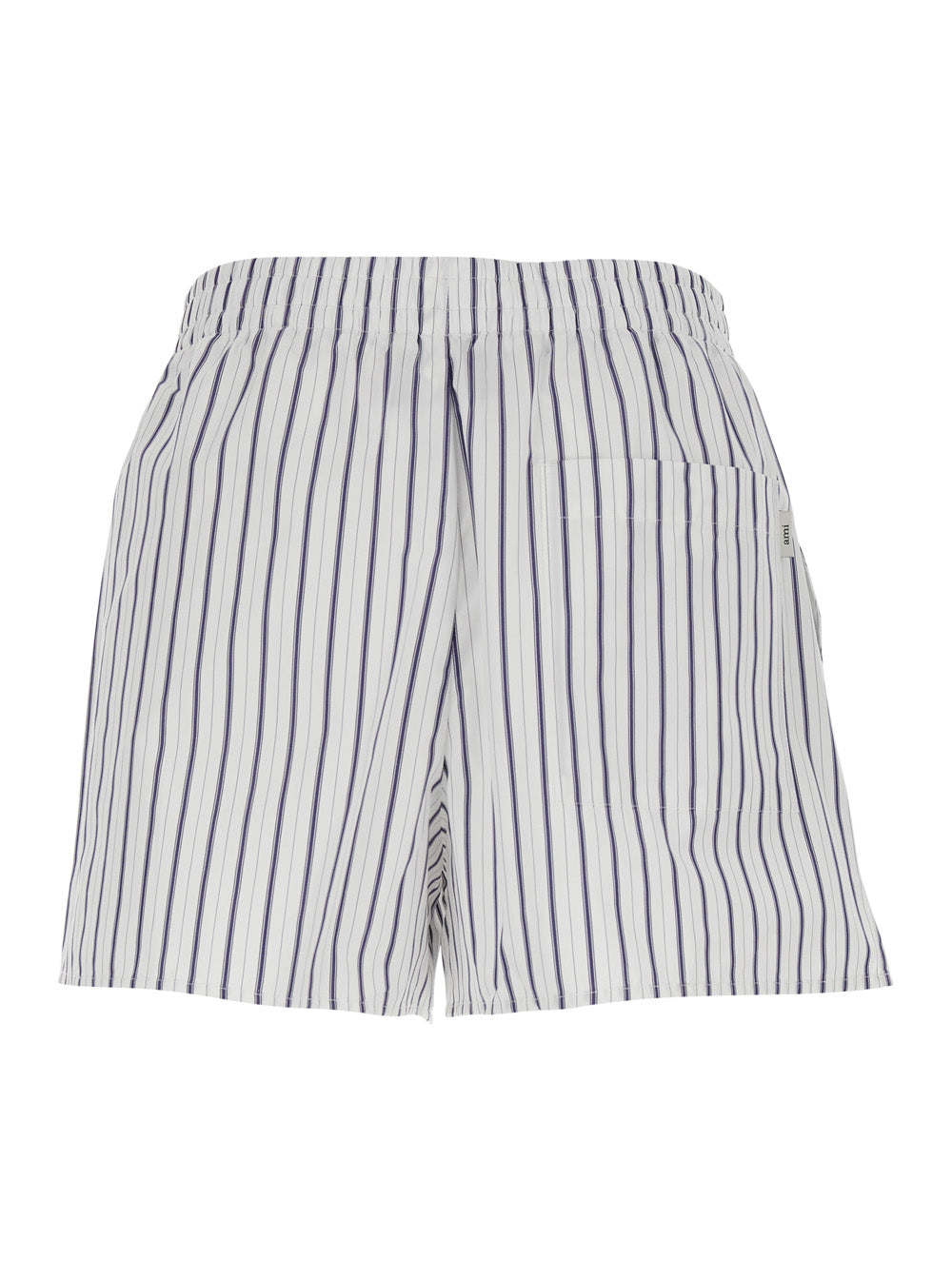 Ami Paris Women White Shorts With Elastic Waist And All-Over Striped Motif In Cotton Woman AMI PARIS