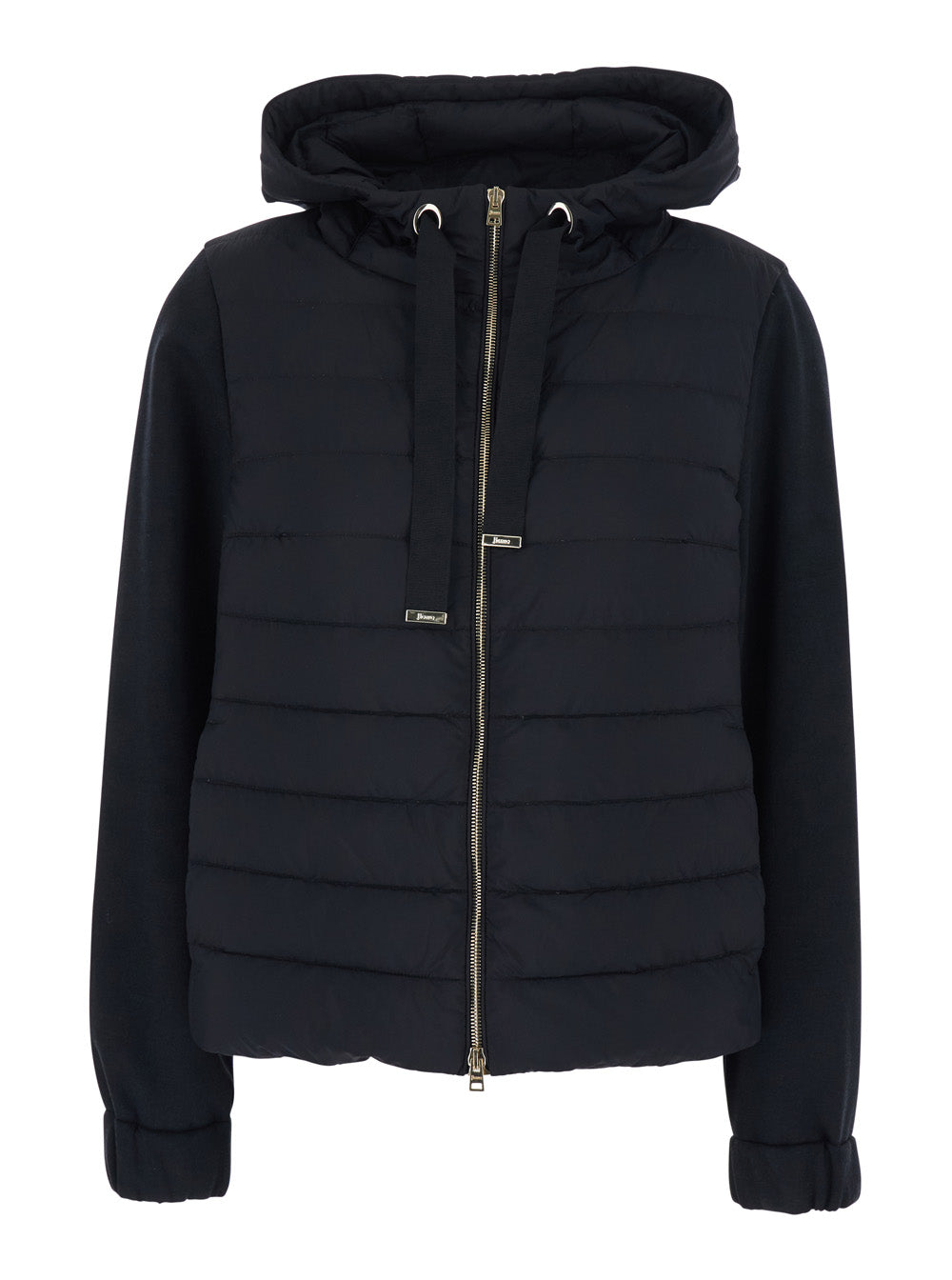 Herno Women Black Down Jacket With Drawstring Hood And Quilted Design In Cotton And Tech Fabric Woman HERNO