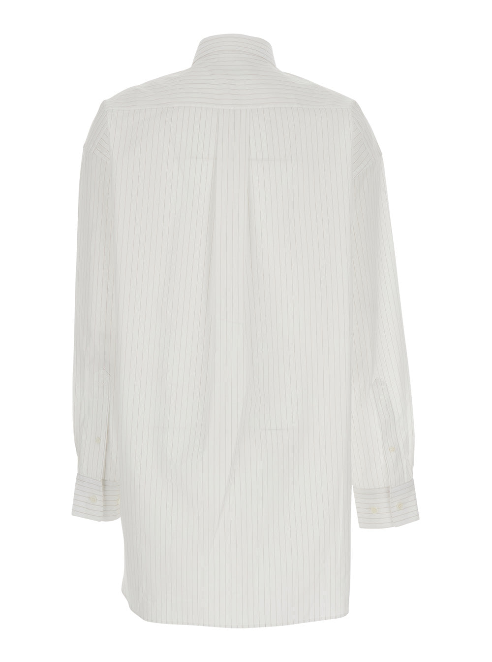 Phoebe Philo Women White Shirt With All-Over Stripe Motif And Asymmetrical Front Detail In Cotton Woman