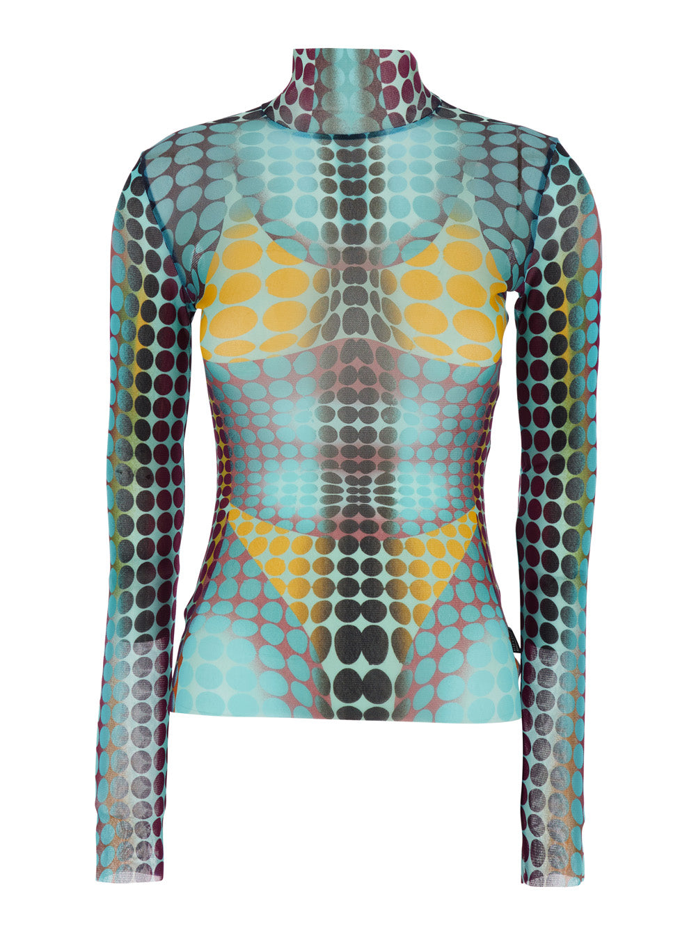 Jean Paul Gaultier Women High Neck Top With All-Over Print In Multicolor Tech Fabric For Women JEAN PAUL GAULTIER