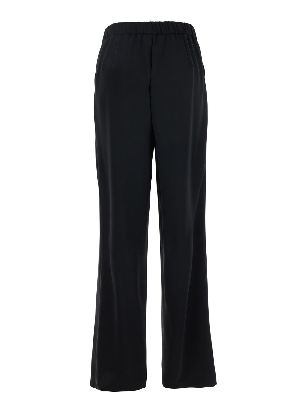 Leplain Women Black Pants With Elasticated Waist At The Back And Wide Leg In Tech Fabric For Women LEPLAIN