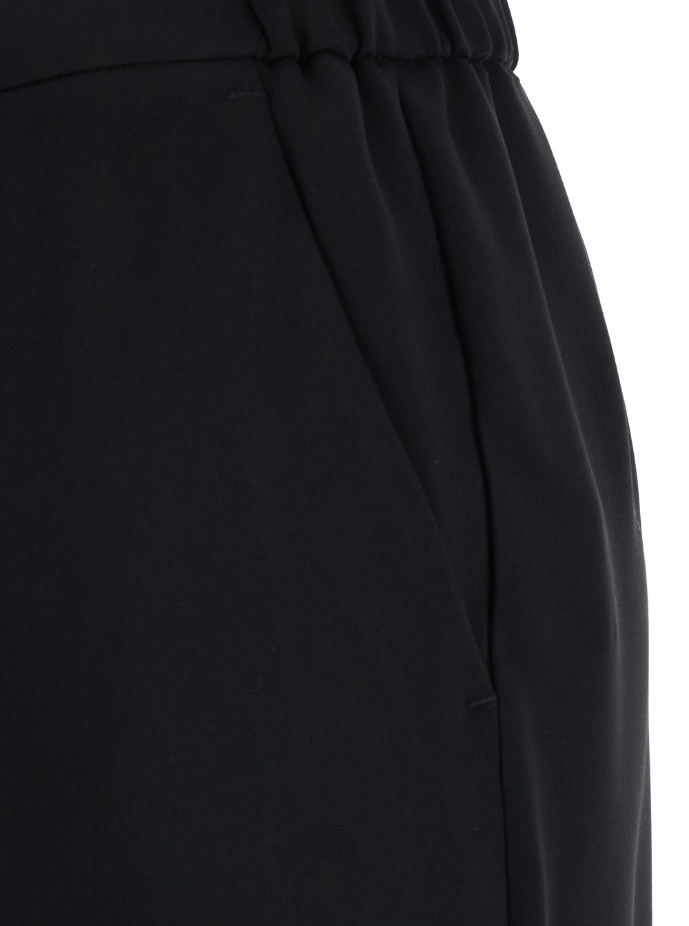 Leplain Women Black Pants With Elasticated Waist At The Back And Wide Leg In Tech Fabric For Women LEPLAIN