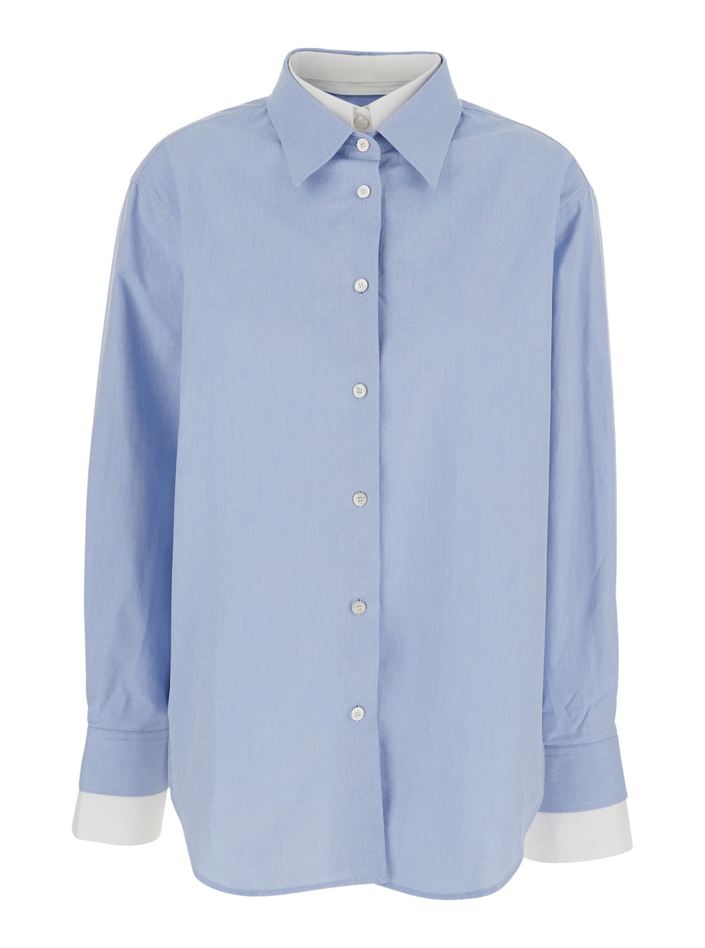 Acne Studios Women Blue Shirt With Double Layer Effect And Removable Collar In Cotton Woman ACNE STUDIOS