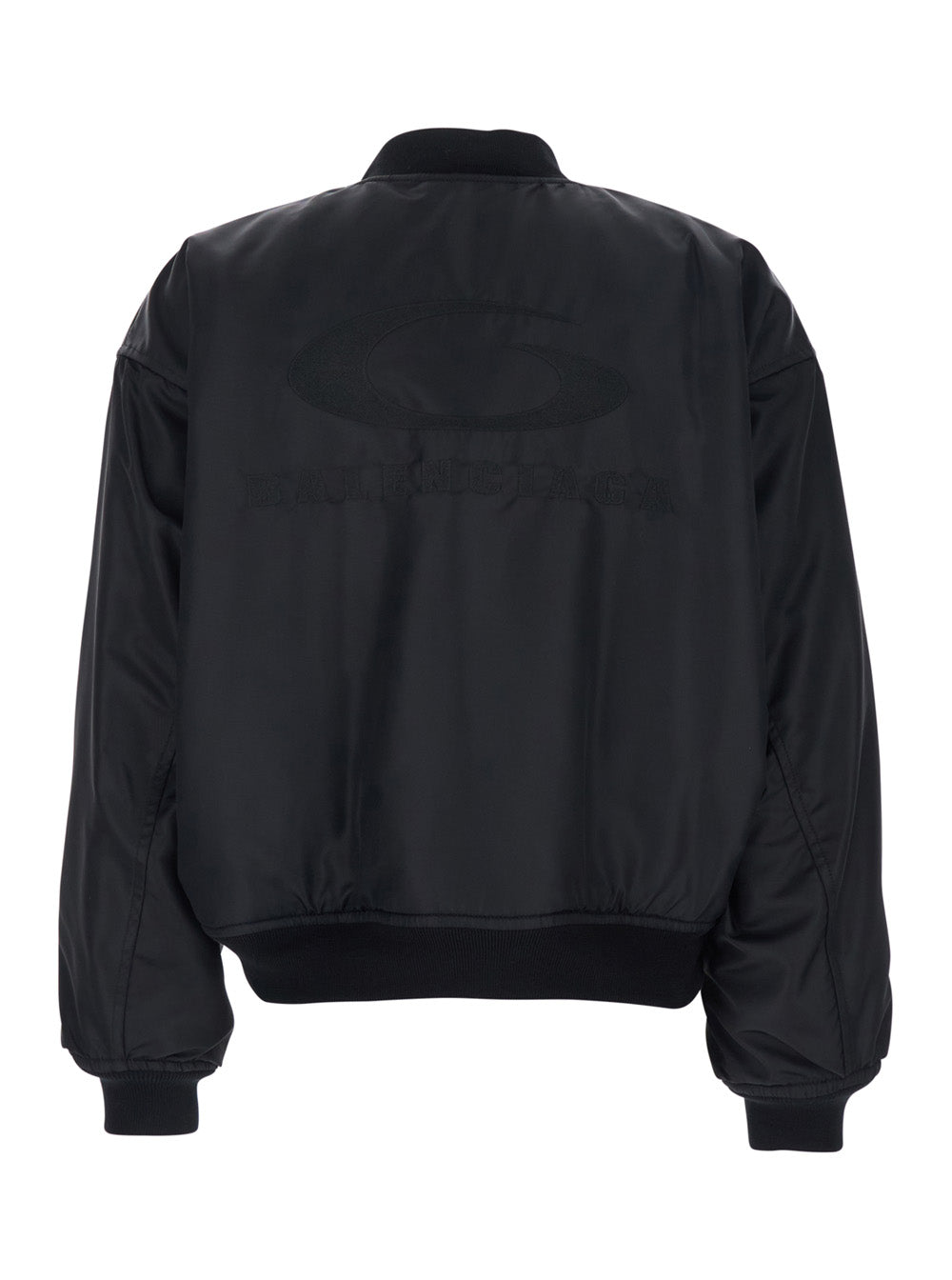 Balenciaga Women Bomber Jacket With High Collar And Two Side Pockets In Black Tech Fabric For Women BALENCIAGA