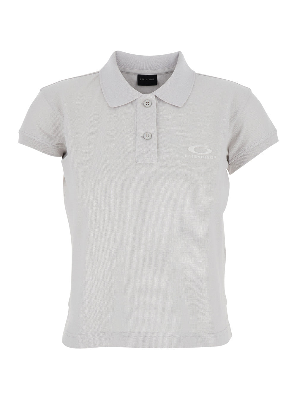 Balenciaga Women White Cotton Polo With Tone-On-Tone Logo For Women BALENCIAGA