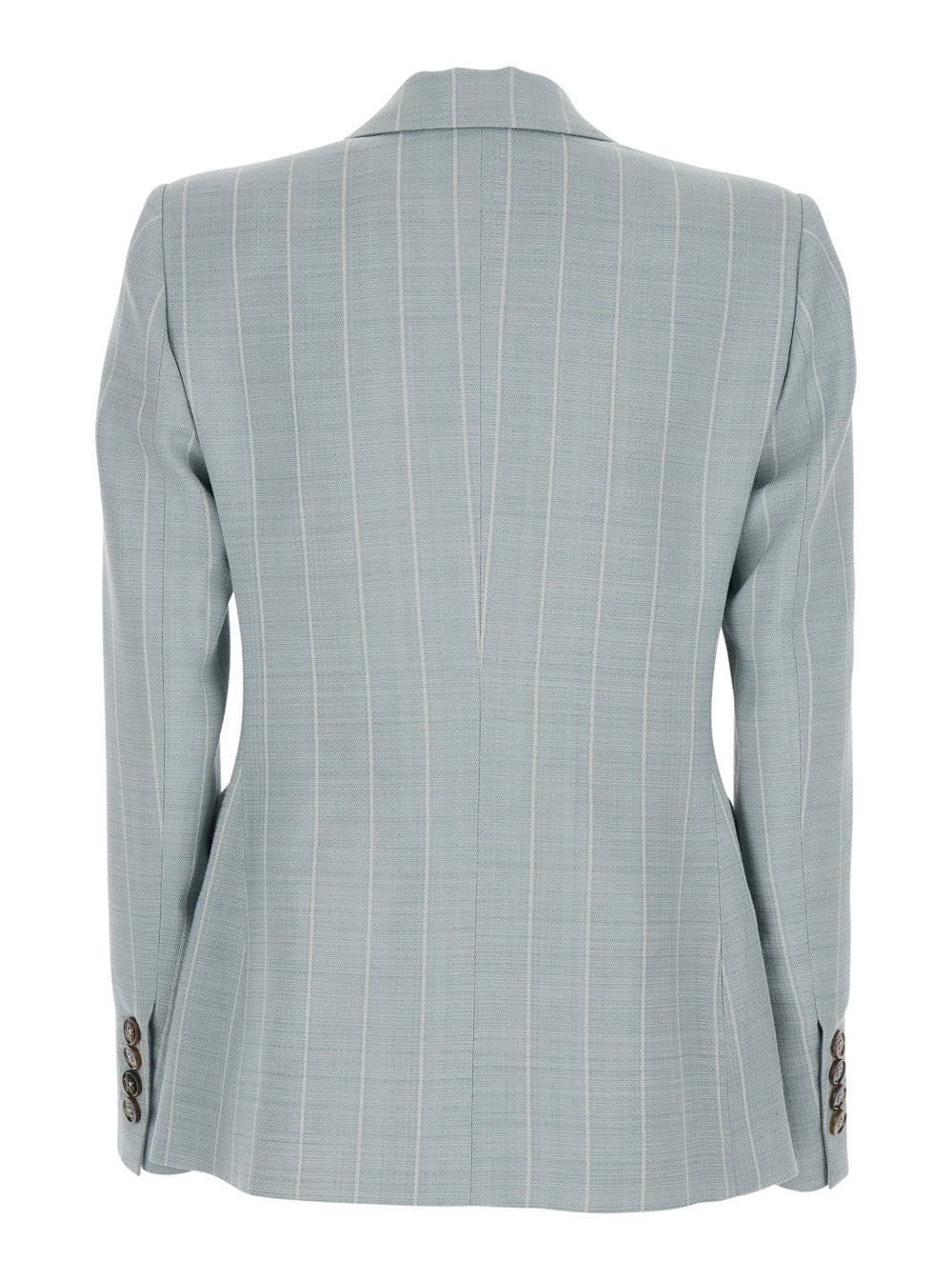 Blaze Milano Women 'After You' Light Blue Double-Breasted Jacket With Peak Revers And Striped  Motif In  Viscose Blend For Women BLAZE MILANO