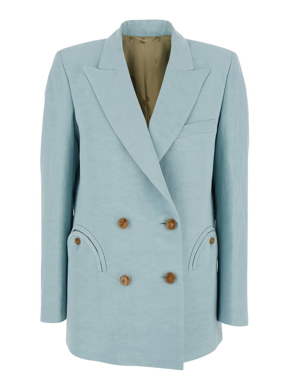 Blaze Milano Women Light Blue Jacket With Peak Lapels In Silk Blend Woman BLAZE MILANO