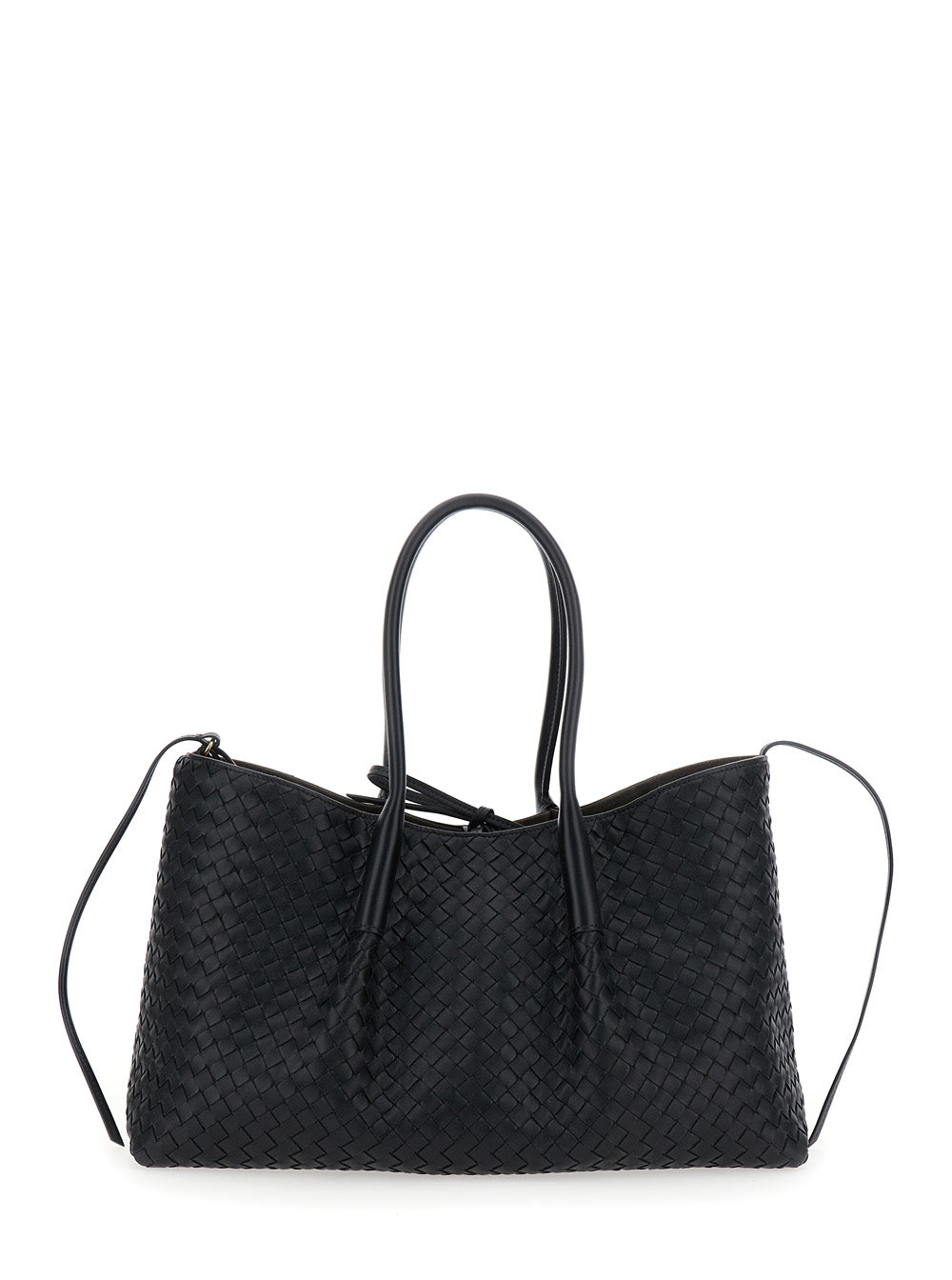 Bottega Veneta Women Black Reversible Shoulder Bag With All-Over Intreccio Motif In Leather Woman BOTTEGA VENETA