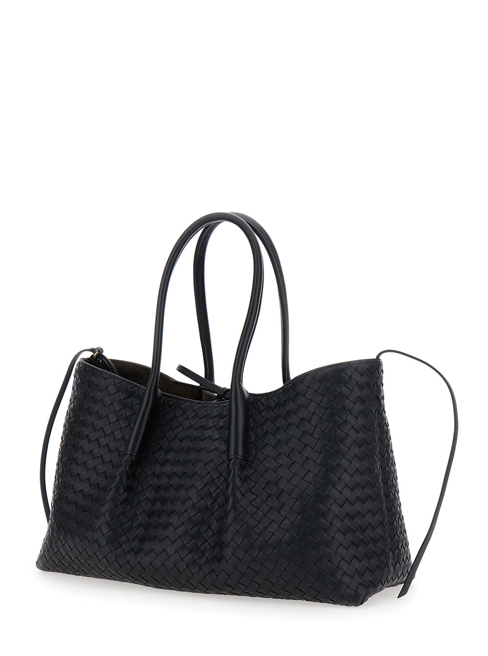 Bottega Veneta Women Black Reversible Shoulder Bag With All-Over Intreccio Motif In Leather Woman BOTTEGA VENETA