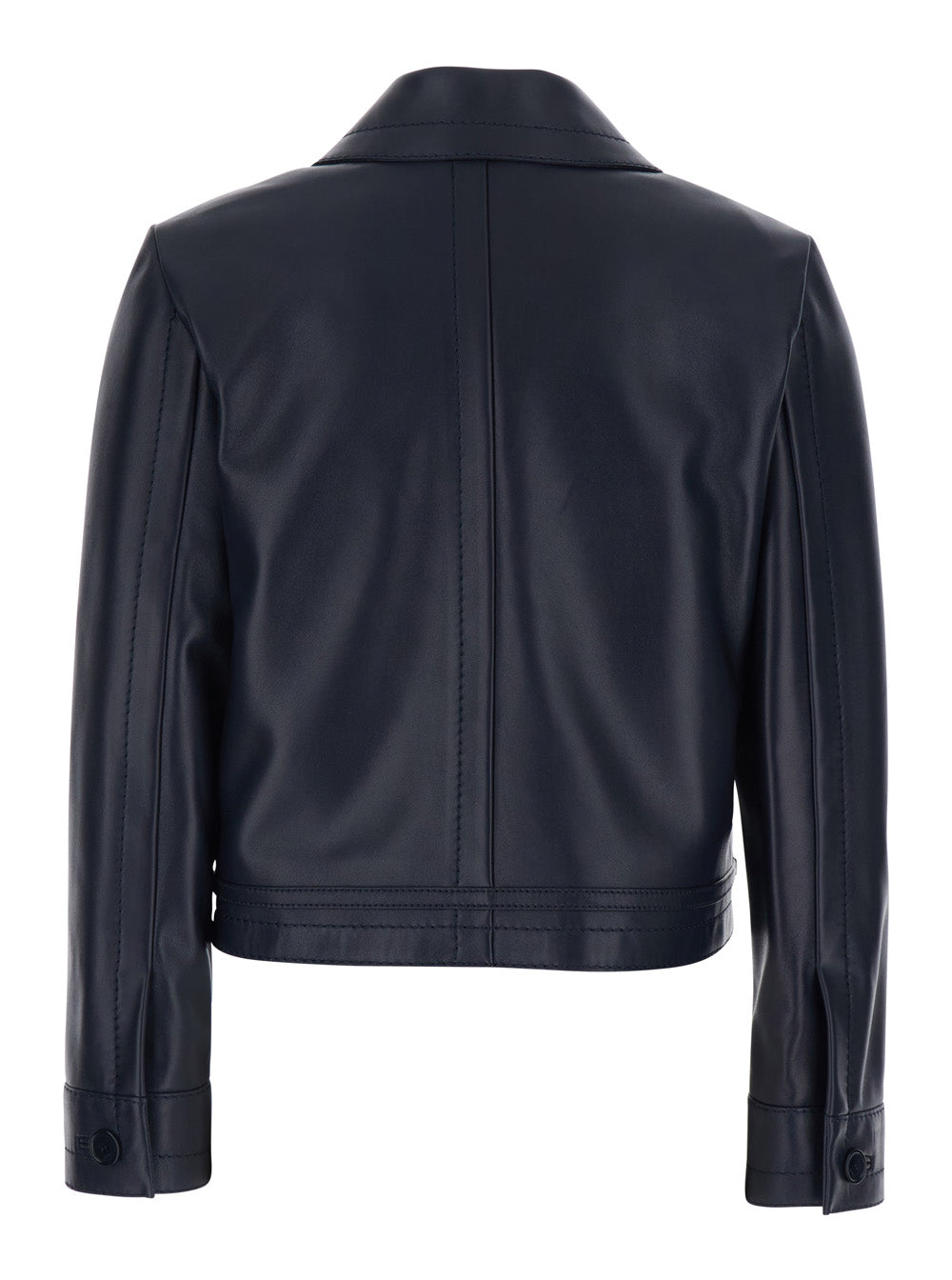 Gucci Women Blue Jacket With Classic Collar And Horsebit Plaque On The Waist In Leather Woman GUCCI