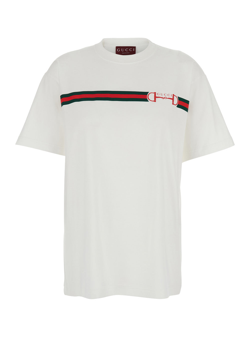 Gucci Women White Crew Neck T-Shirt  With Logo Print On Front In Cotton Women GUCCI