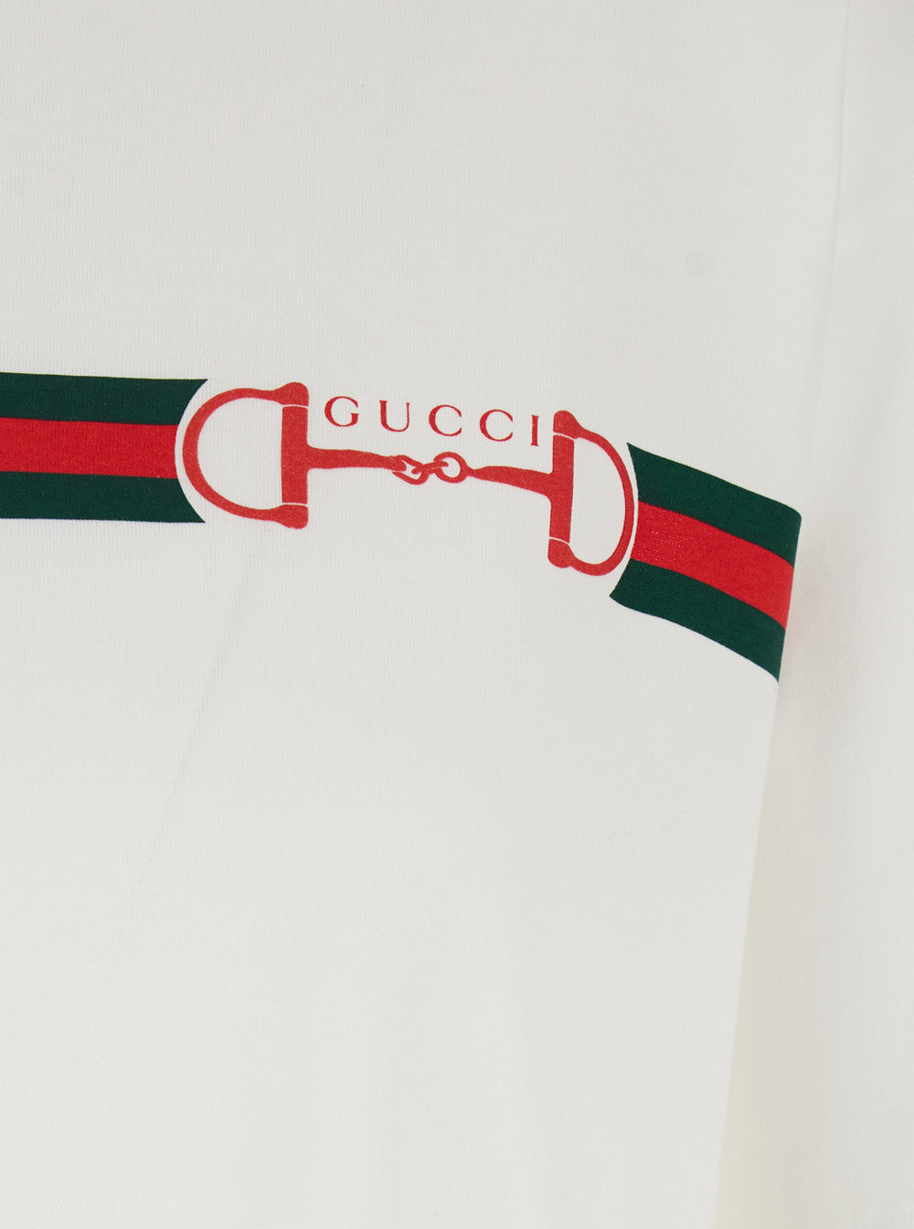 Gucci Women White Crew Neck T-Shirt  With Logo Print On Front In Cotton Women GUCCI