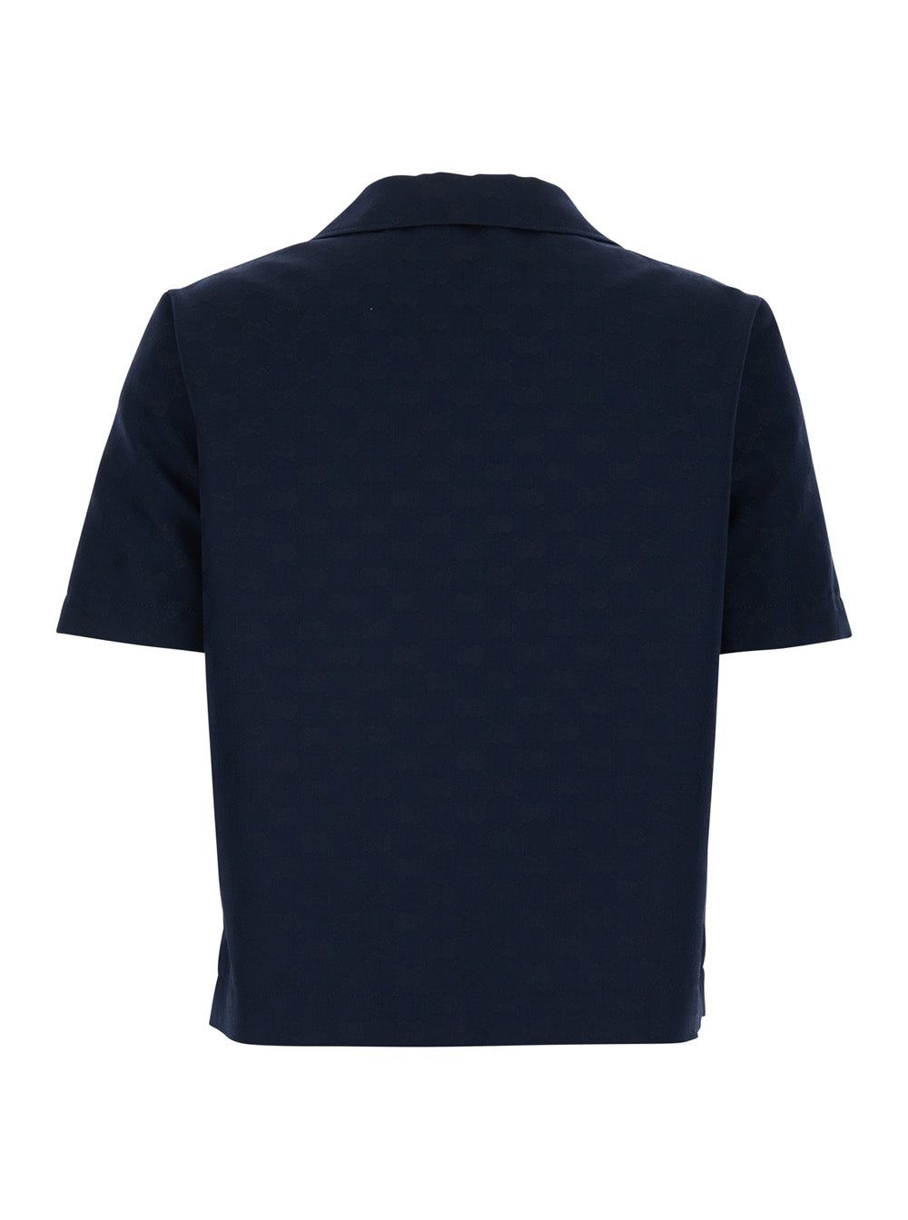 Gucci Women Blue Blouse With Wide Collar And V-Neck In Cotton Blend For Women GUCCI