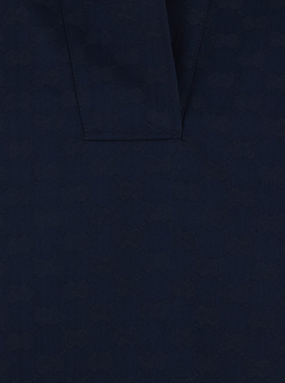 Gucci Women Blue Blouse With Wide Collar And V-Neck In Cotton Blend For Women GUCCI