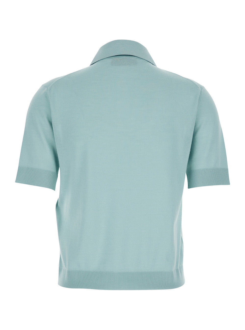Gucci Women Light Blue Polo With Classic Collar And Logo Lettering Embroidery On The Front In Wool For Women GUCCI