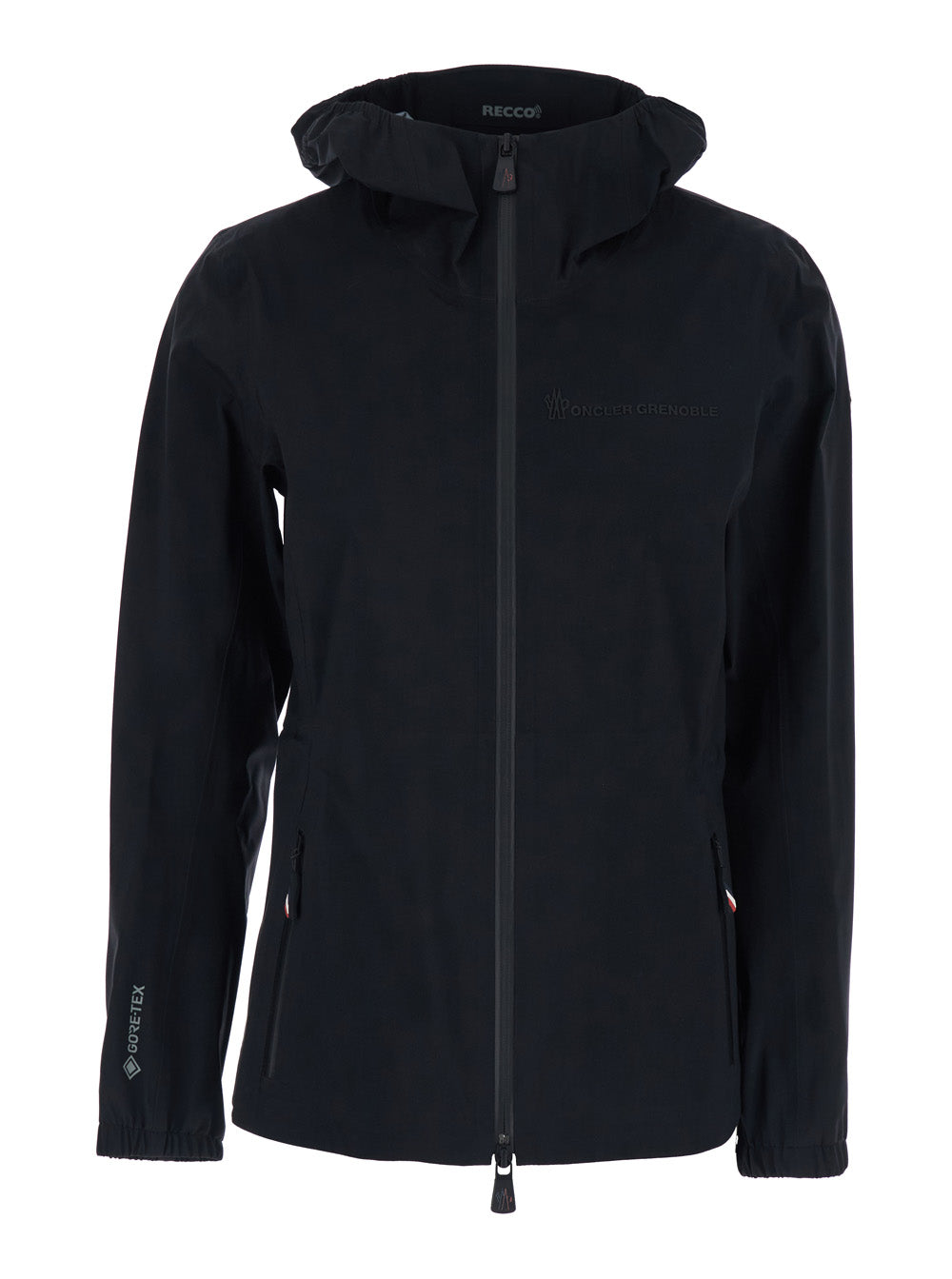 Moncler Grenoble Women 'Valles' Black Jacket With Hood And Logo Lettering On The Front In Tech Fabric Woman MONCLER GRENOBLE