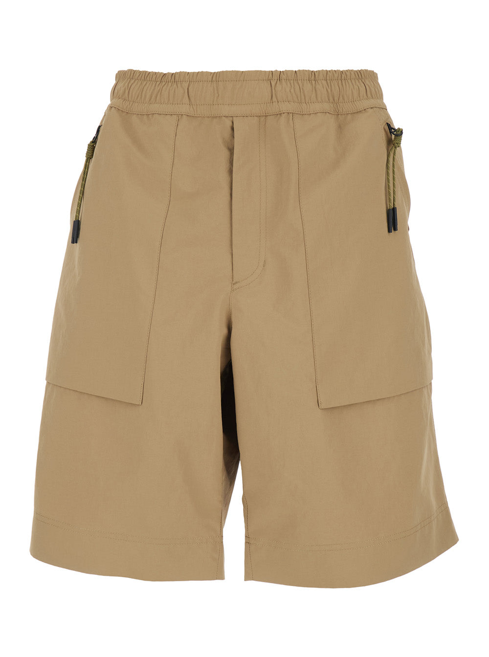 Moncler Grenoble Men Beige Technical Fabric Bermuda Shorts With Elastic Waist And Logo Patch On The Back For Men MONCLER GRENOBLE