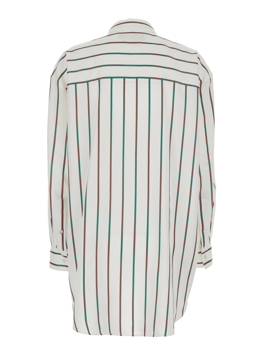 Gucci Women White Shirt With Classic Collar And All-Over Web Motif In Jacquard Silk For Women GUCCI