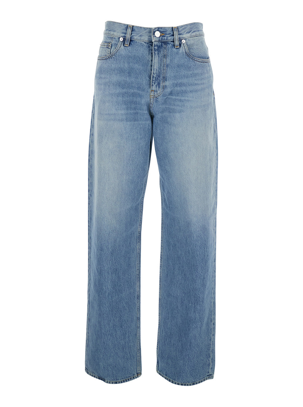 Gucci Women Blue Five-Pocket Jeans With Logo Patch On The Back In Denim For Women GUCCI