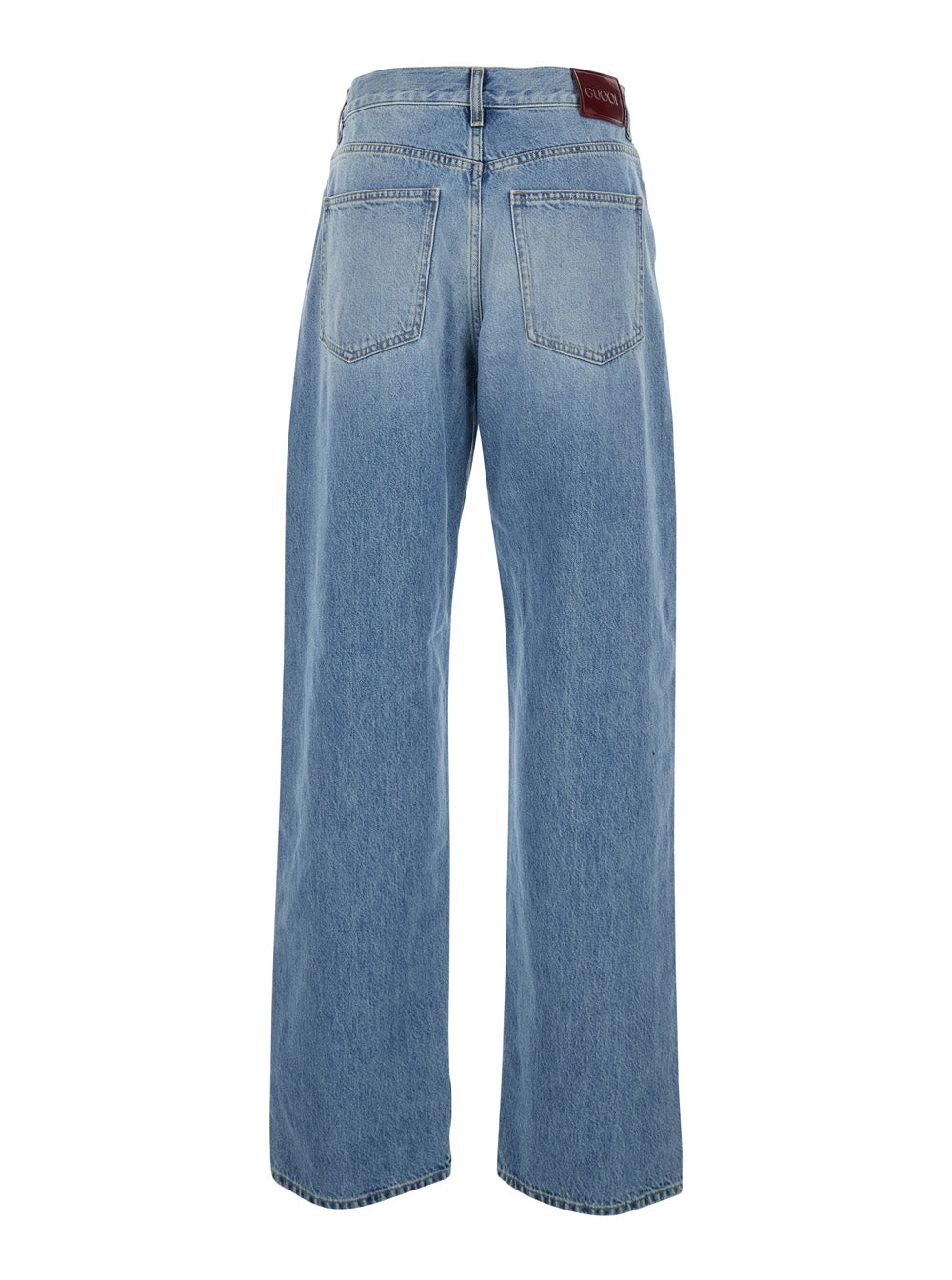 Gucci Women Blue Five-Pocket Jeans With Logo Patch On The Back In Denim For Women GUCCI