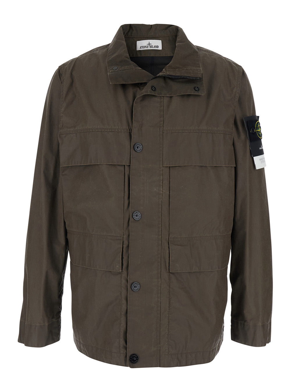 Stone Island Men Brown Jacket With Logo Patch On The Sleeve And Coated Design In Cotton Blend For Men STONE ISLAND