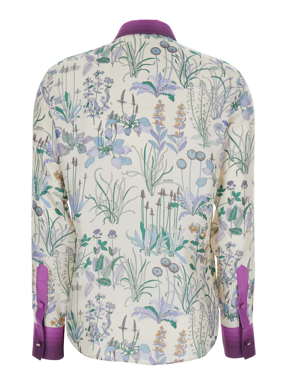 Gucci Women Multicolor Silk Shirt With Classic Collar And All-Over Print Woman GUCCI