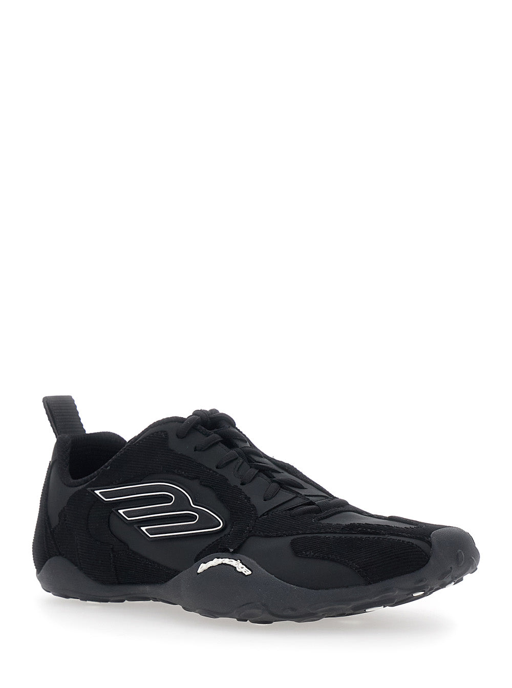 Balenciaga Men 'Monday Ultra' Black Low Top Sneakers With Logo Detail On The Side And Corduroy Panels In Tech Fabric Man BALENCIAGA