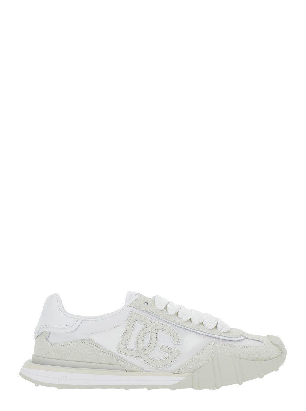 Dolce & Gabbana Men Dg Athletic' White Low Top Sneakers With Maxi Logo On The Side And Logo Patch On The Tongue In Suede And Mesh For Men DOLCE & GABBANA