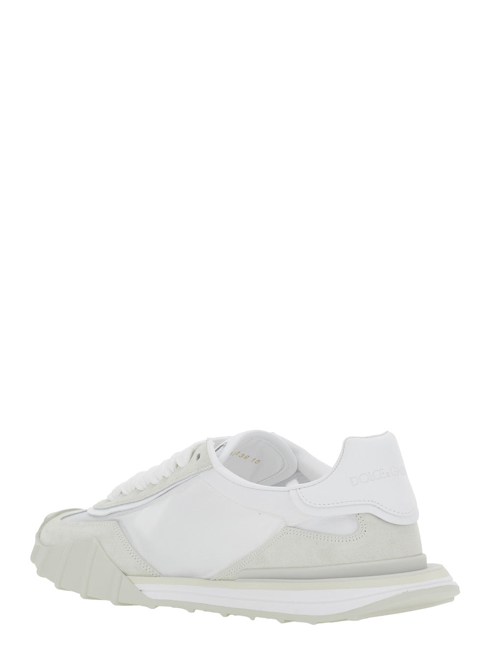 Dolce & Gabbana Men Dg Athletic' White Low Top Sneakers With Maxi Logo On The Side And Logo Patch On The Tongue In Suede And Mesh For Men DOLCE & GABBANA