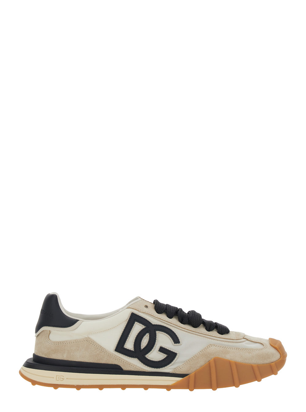Dolce & Gabbana Men Dg Athletic' Black Low Top Sneakers With Maxi Logo On The Side And Logo Patch On The Tongue In Suede And Mesh For Men DOLCE & GABBANA