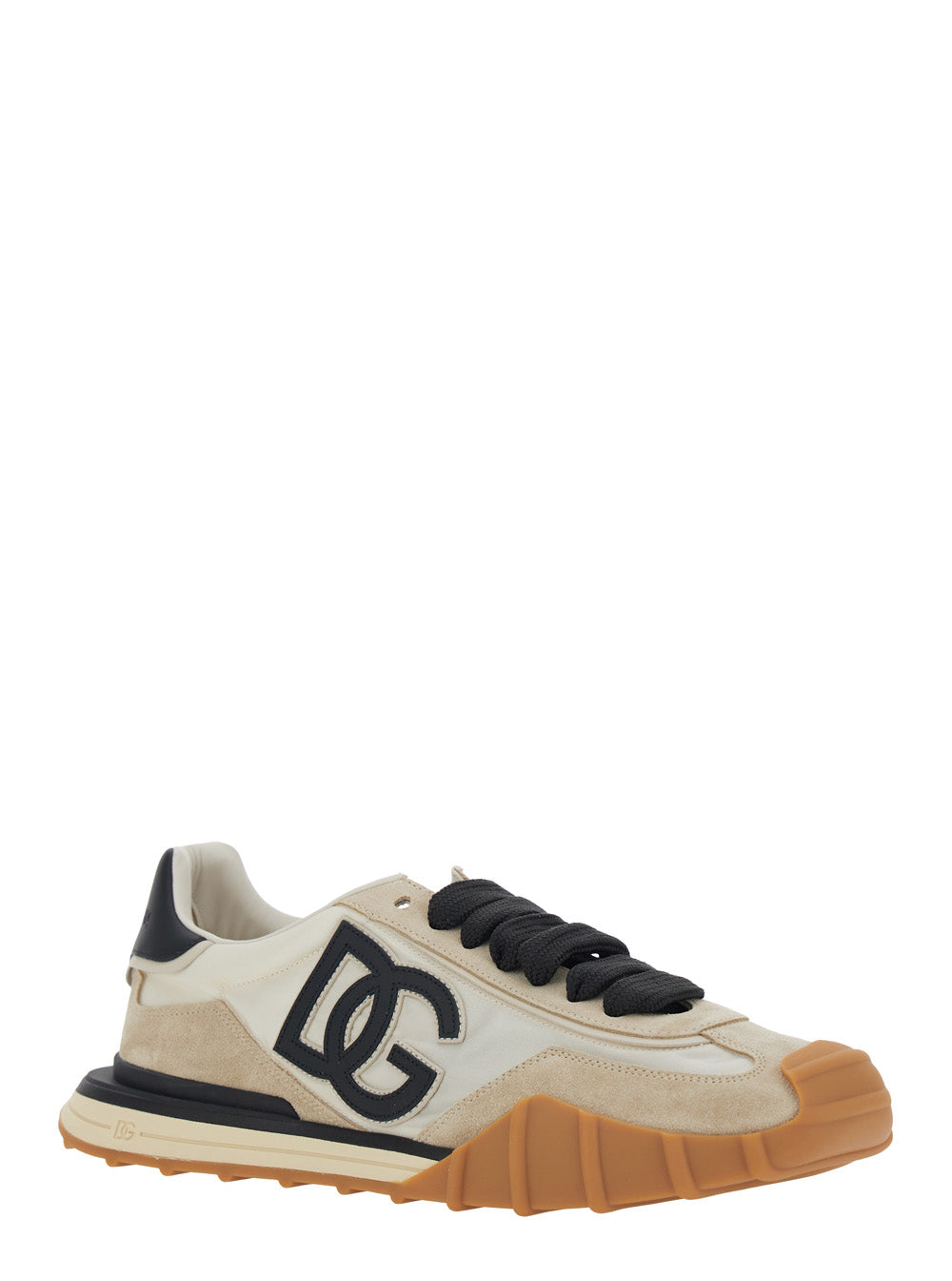 Dolce & Gabbana Men Dg Athletic' Black Low Top Sneakers With Maxi Logo On The Side And Logo Patch On The Tongue In Suede And Mesh For Men DOLCE & GABBANA