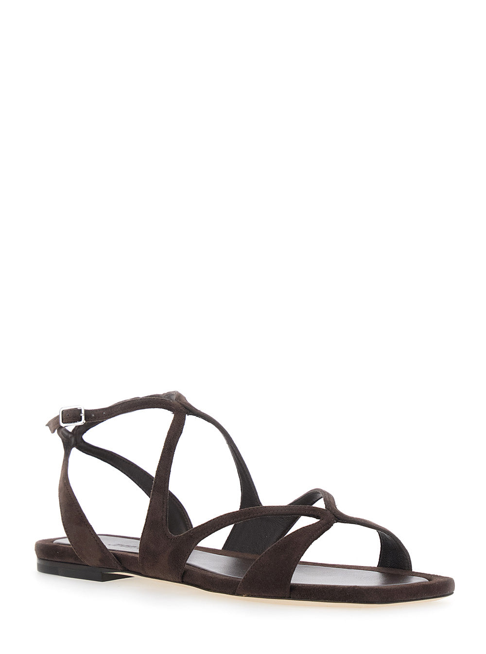 Jimmy Choo Women 'Ayla' Brown Sandals With Square Toe And Ankle Buckle Closure In Suede Woman JIMMY CHOO